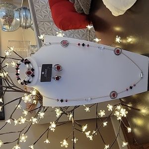 Chico's Dazzler Spinner Station Long Single Strand Necklace, Bracelet, Earrings